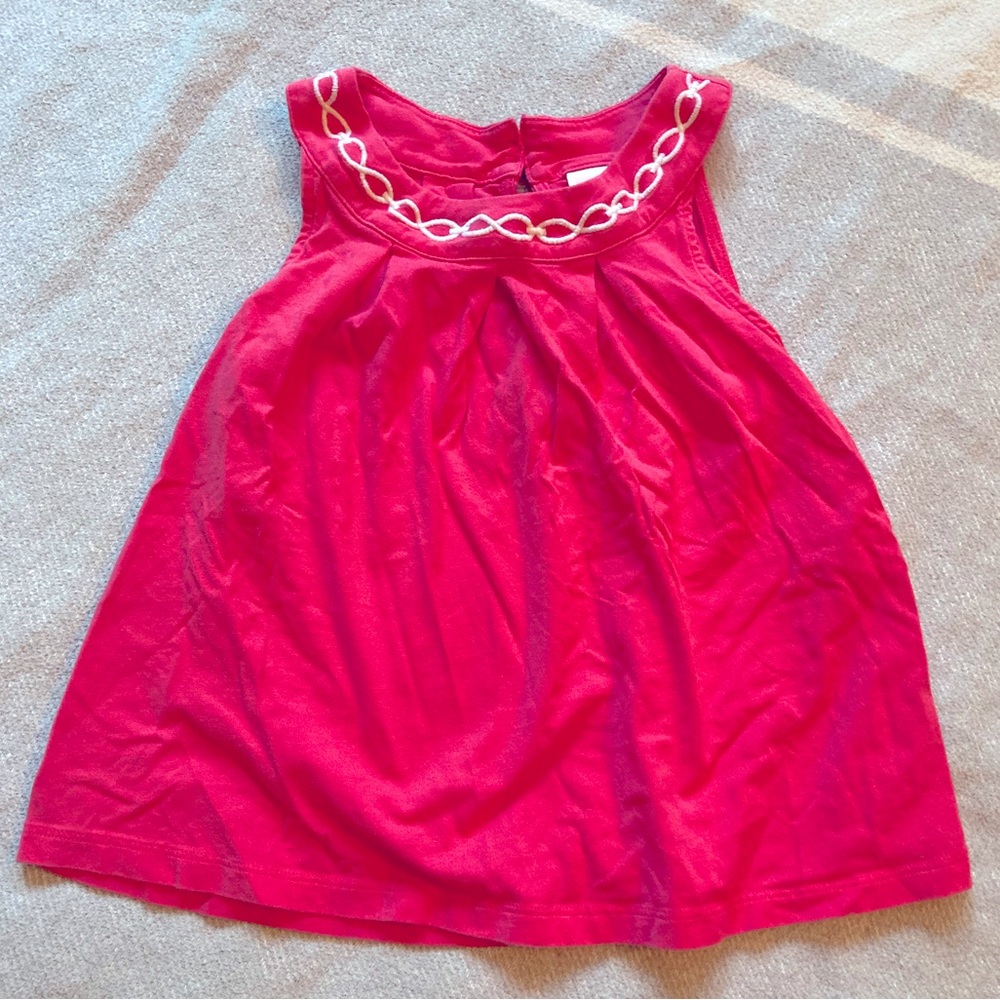 Janie And Jack Girls Size 5 Watermelon Pink Embroidered Tank‎ Top